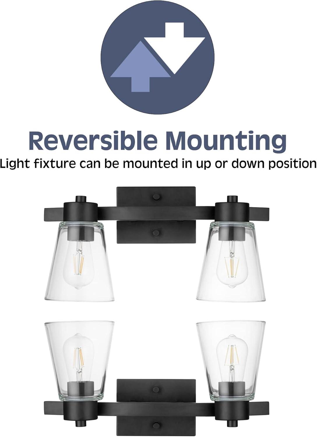 Prominence Home Fairendale 2-Light Matte Black Bathroom Vanity Light with Clear Glass Shade