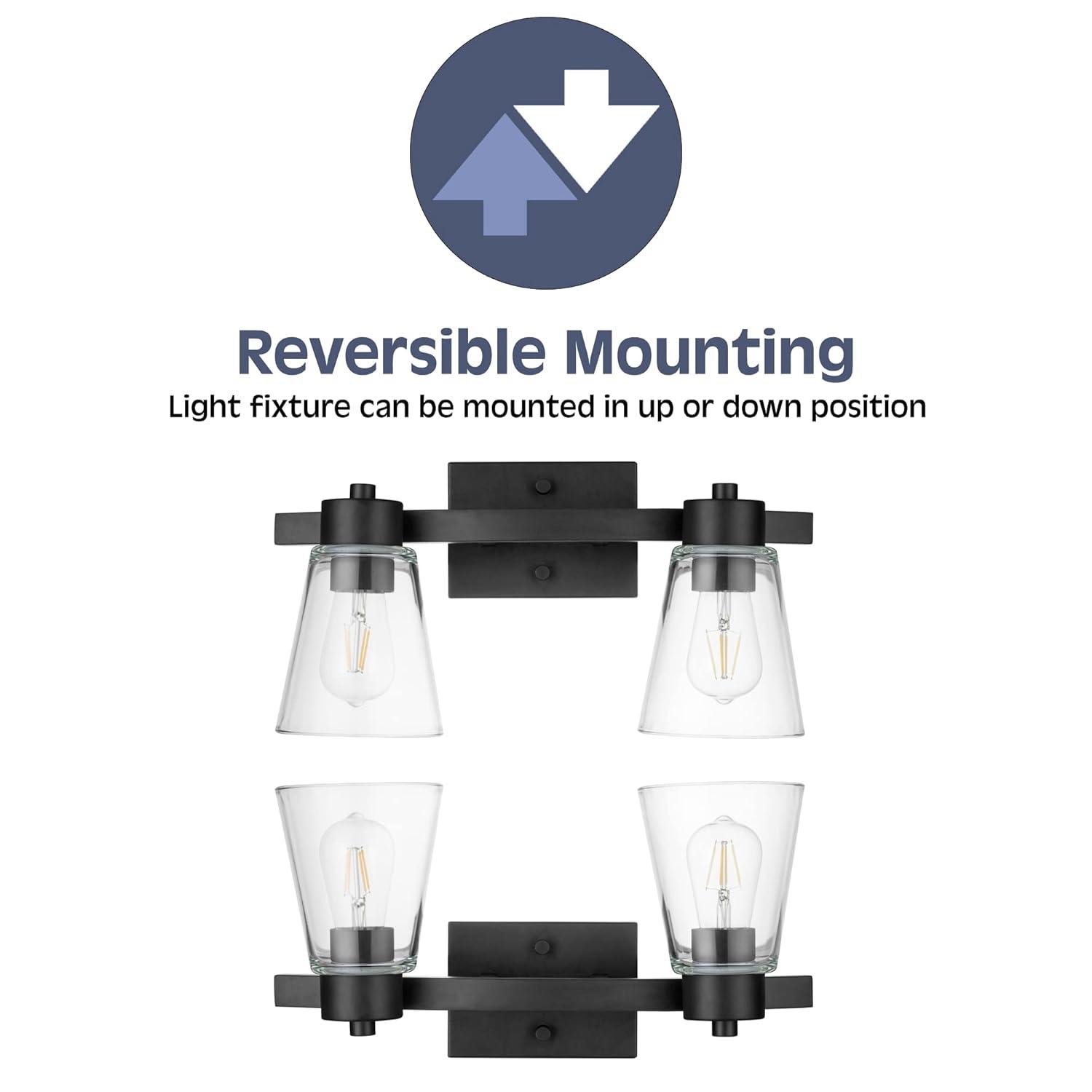 Prominence Home Fairendale 2-Light Matte Black Bathroom Vanity Light with Clear Glass Shade