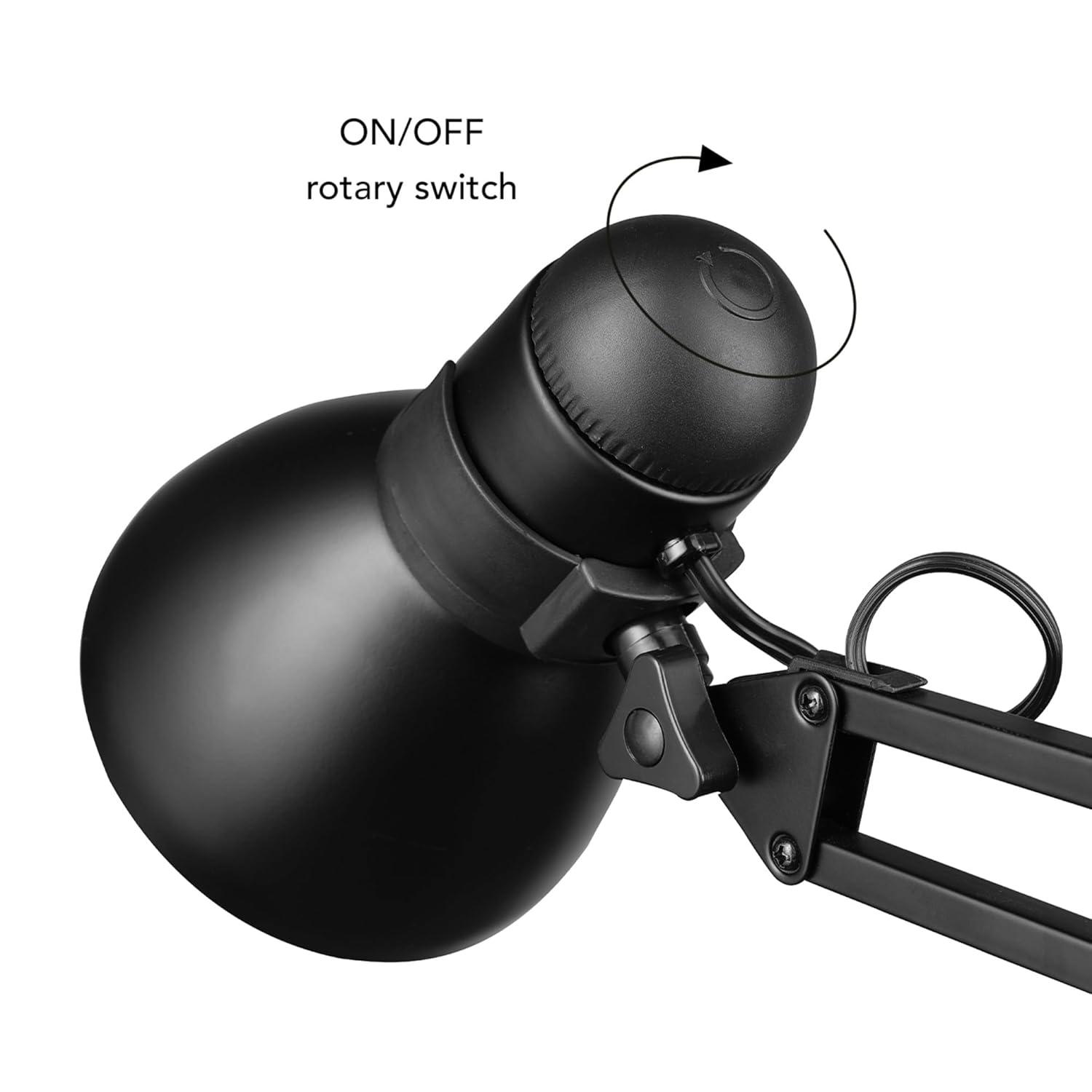 Globe Electric 28" Contemporary Heavy Base Architect Black Swing Arm Desk Lamp, 5698601