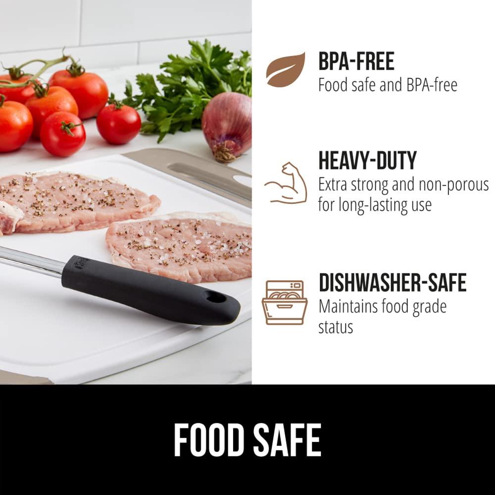 GORILLA GRIP Oversized 100% BPA Free Reversible Kitchen Cutting Board Set of 3, Juice Grooves, Dishwasher Safe, Almond