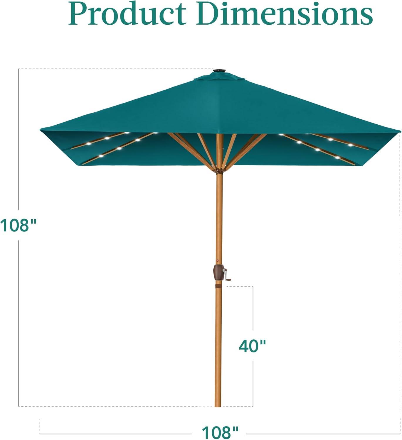 Best Choice Products 9ft Deep Square Solar LED Lighted Patio Umbrella w/ Faux Wood Texture, UV-Resistant