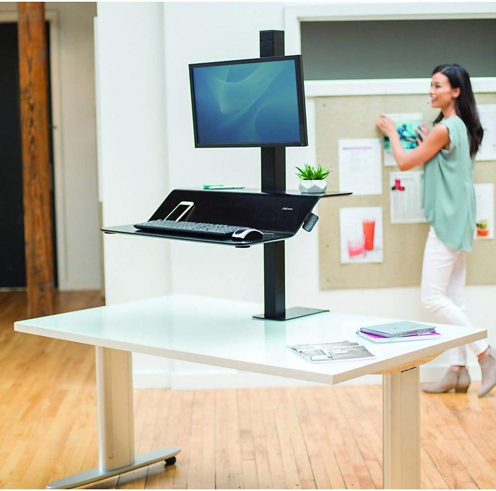 Elevate Plus Black Dual-Display Sit-Stand Workstation Converter