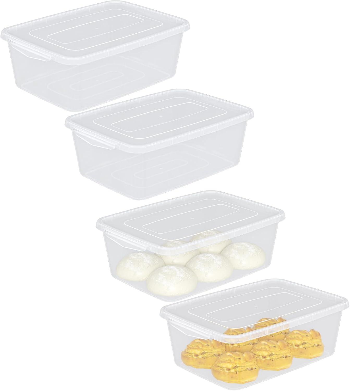 4-Pack 14 L Clear Dough Proofing Box, Food Pizza Storage Container