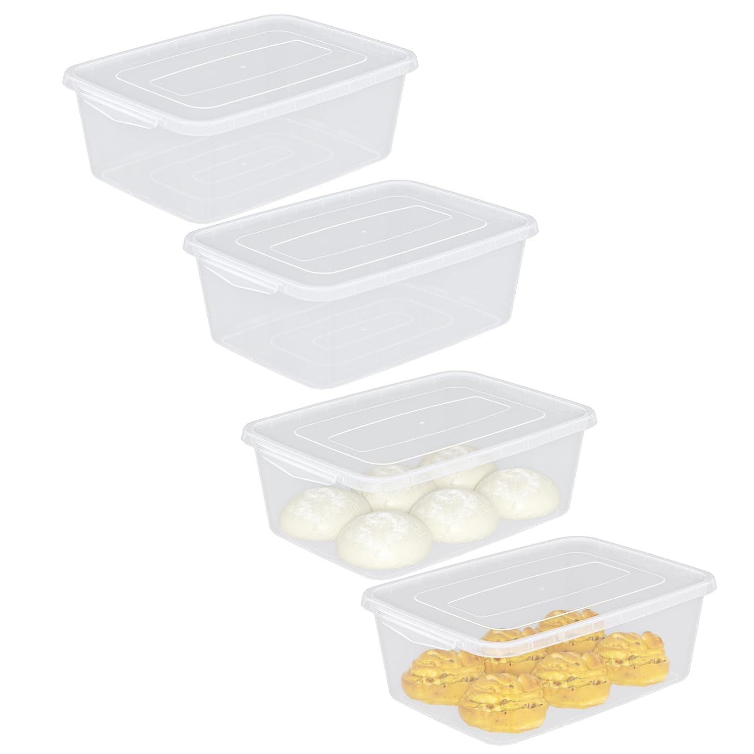 4-Pack 14 L Clear Dough Proofing Box, Food Pizza Storage Container
