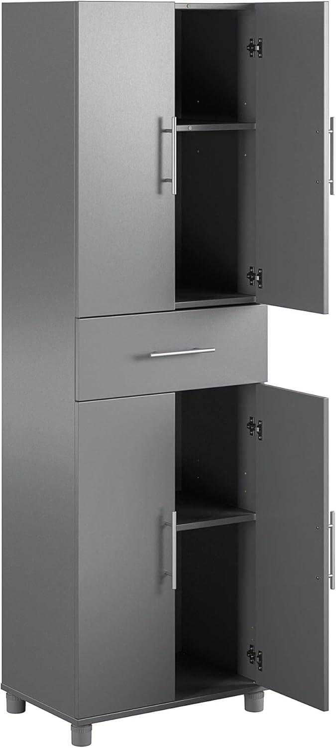 Graphite Gray Freestanding Storage Cabinet with Adjustable Shelves