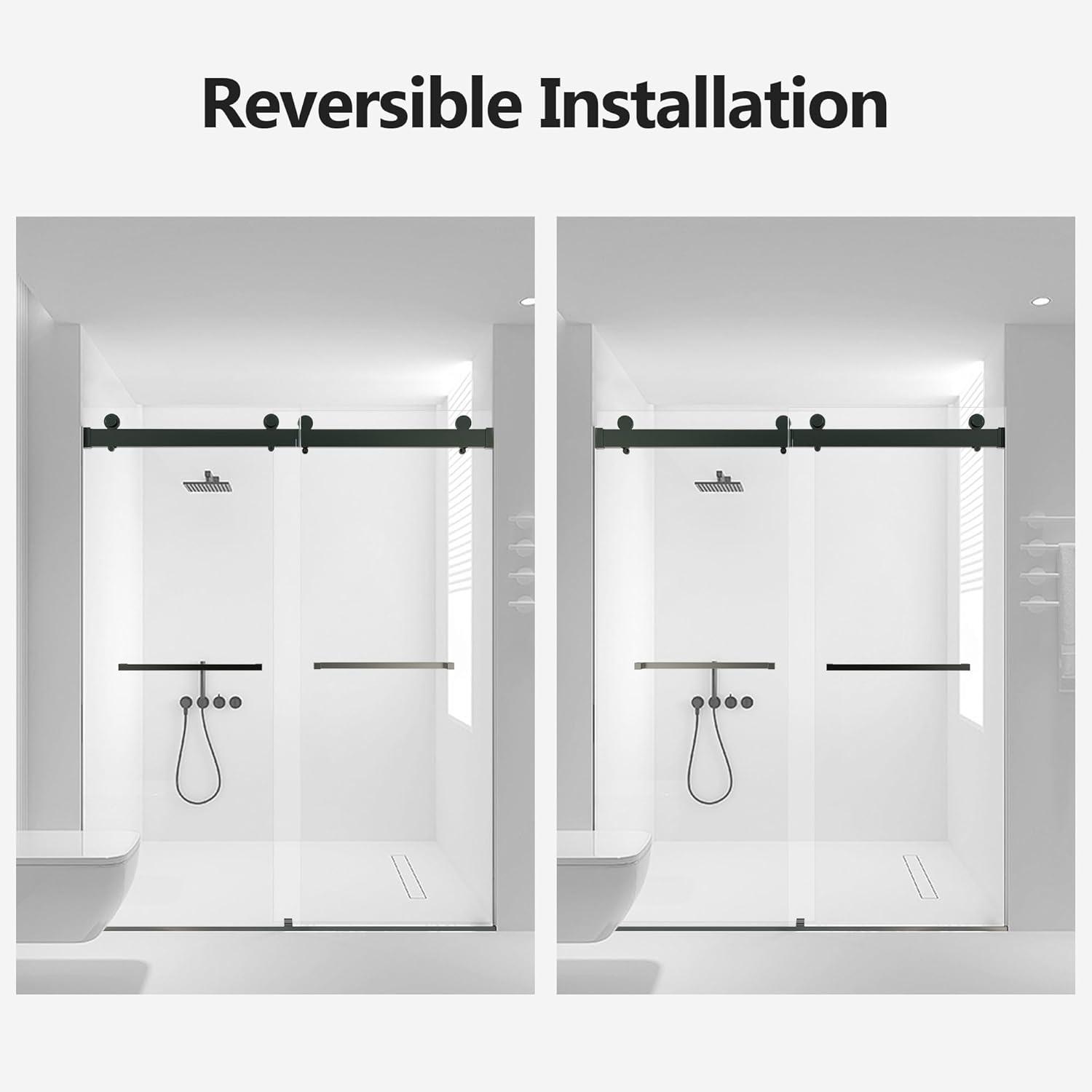 56-60"W X 76" H Double Sliding Soft-Closing Shower Door with 3/8" (10 mm) Tempered Glass