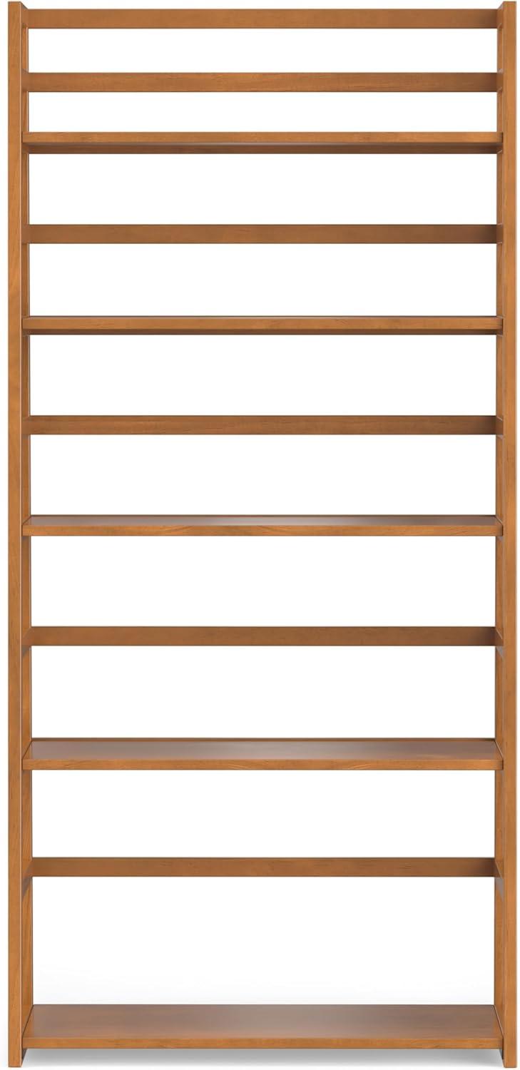 Acadian Solid Wood 63'' Ladder Shelf in Light Golden Brown