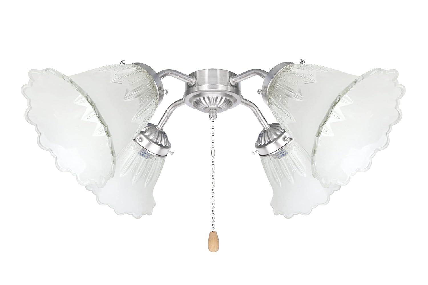 Aspen Creative 23078-4 Clear & Frosted Transitional Style Replacement Glass Shade, 2-1/8" Fitter Size, 4-1/2" high x 5" diameter, 4 Pack