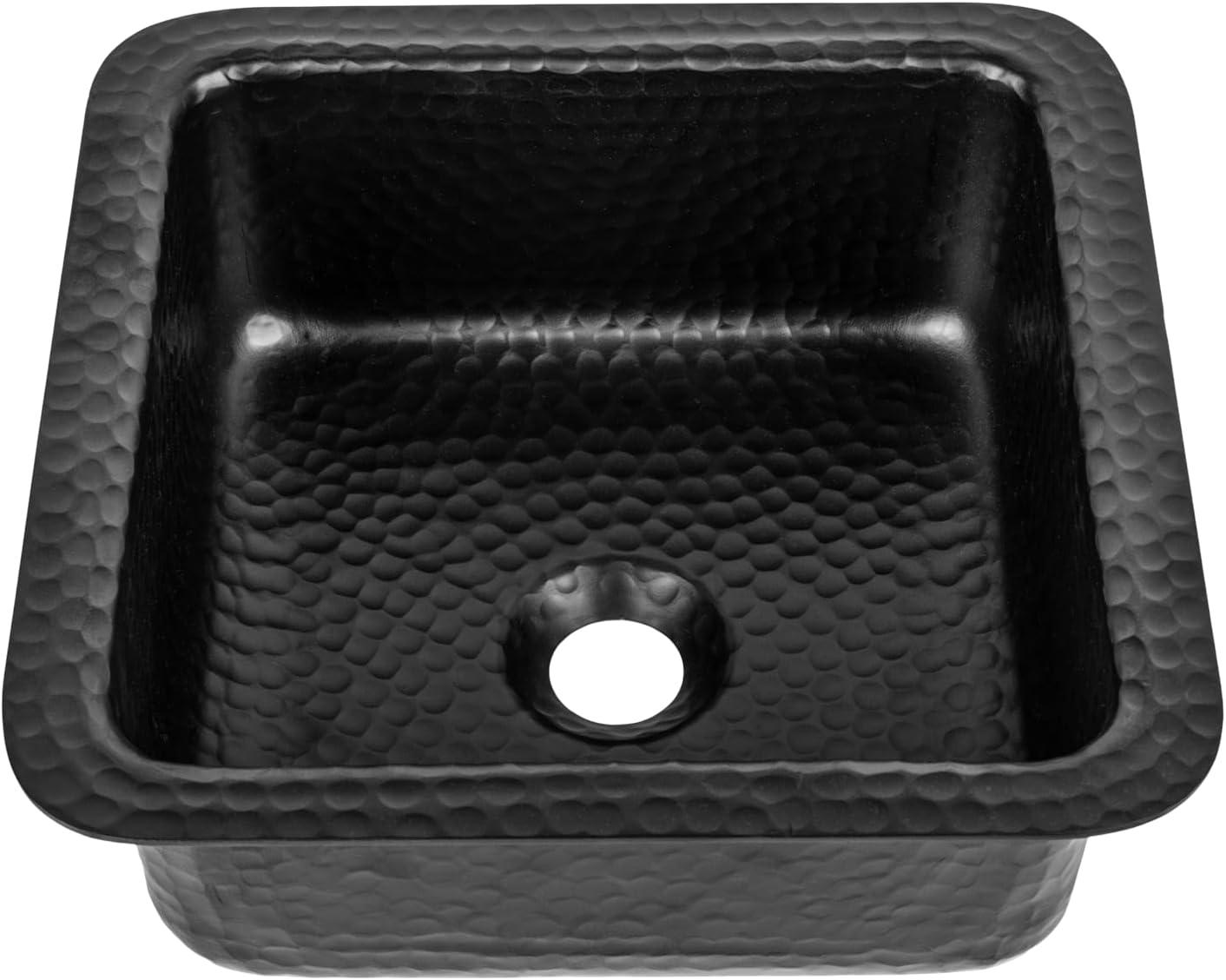 Aluminum Hand Hammered Glasgow Dual Mount Single Bowl Bar Prep Sink 12", Black