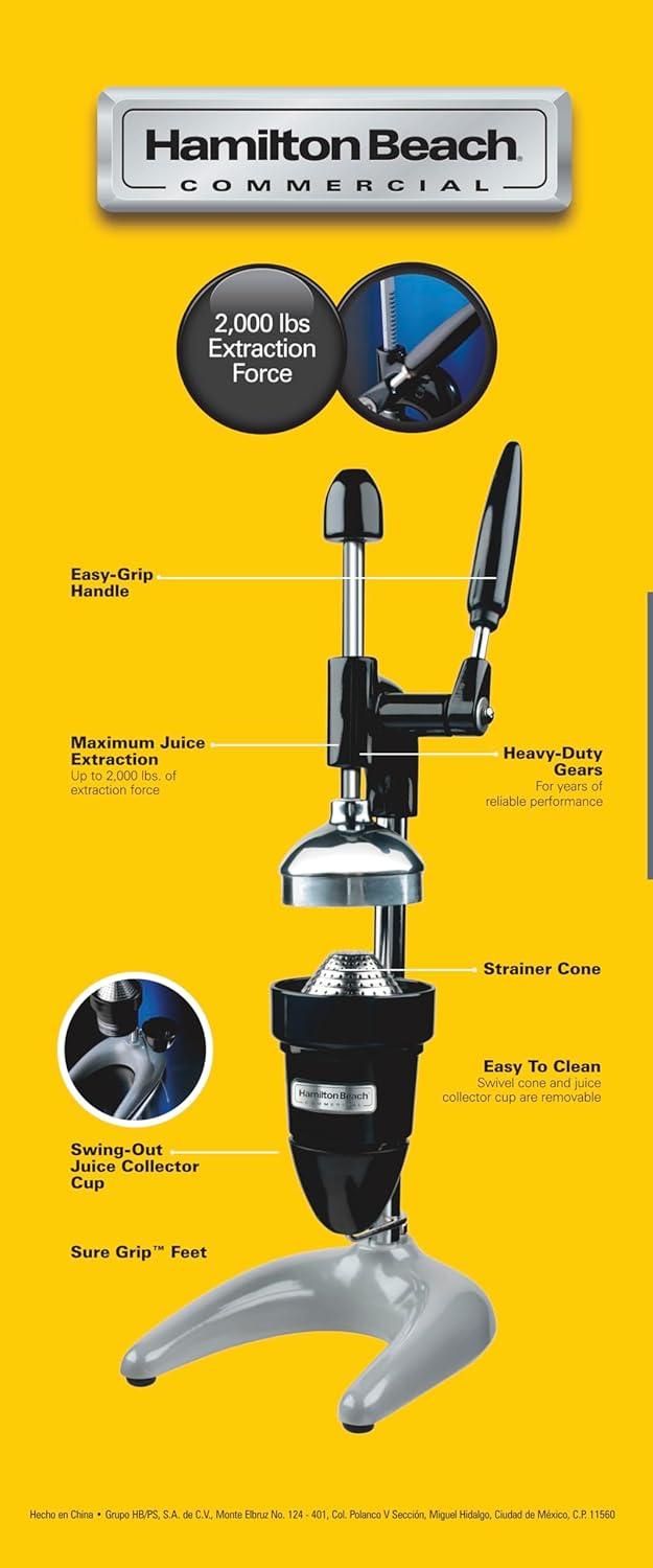 Hamilton Beach Black and Chrome Manual Citrus Juicer