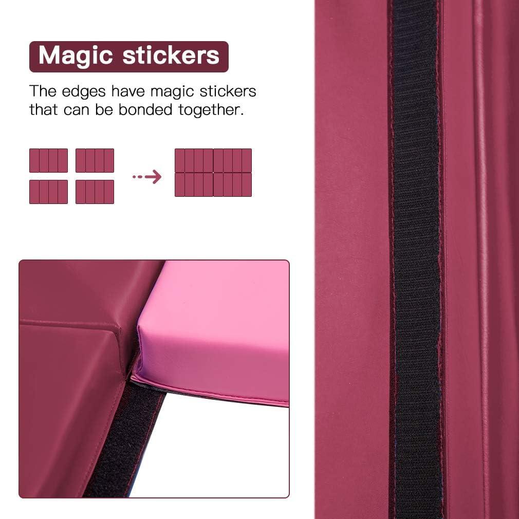 Gymnastics Tumbling Mats Portable Gymnastics Mat Foldable Tumbling Mat 4'x8/2'x6' PU Leather Exercise Mat Yoga Mat with Carrying Handles for home Workout outdoor Yoga Gymnastics