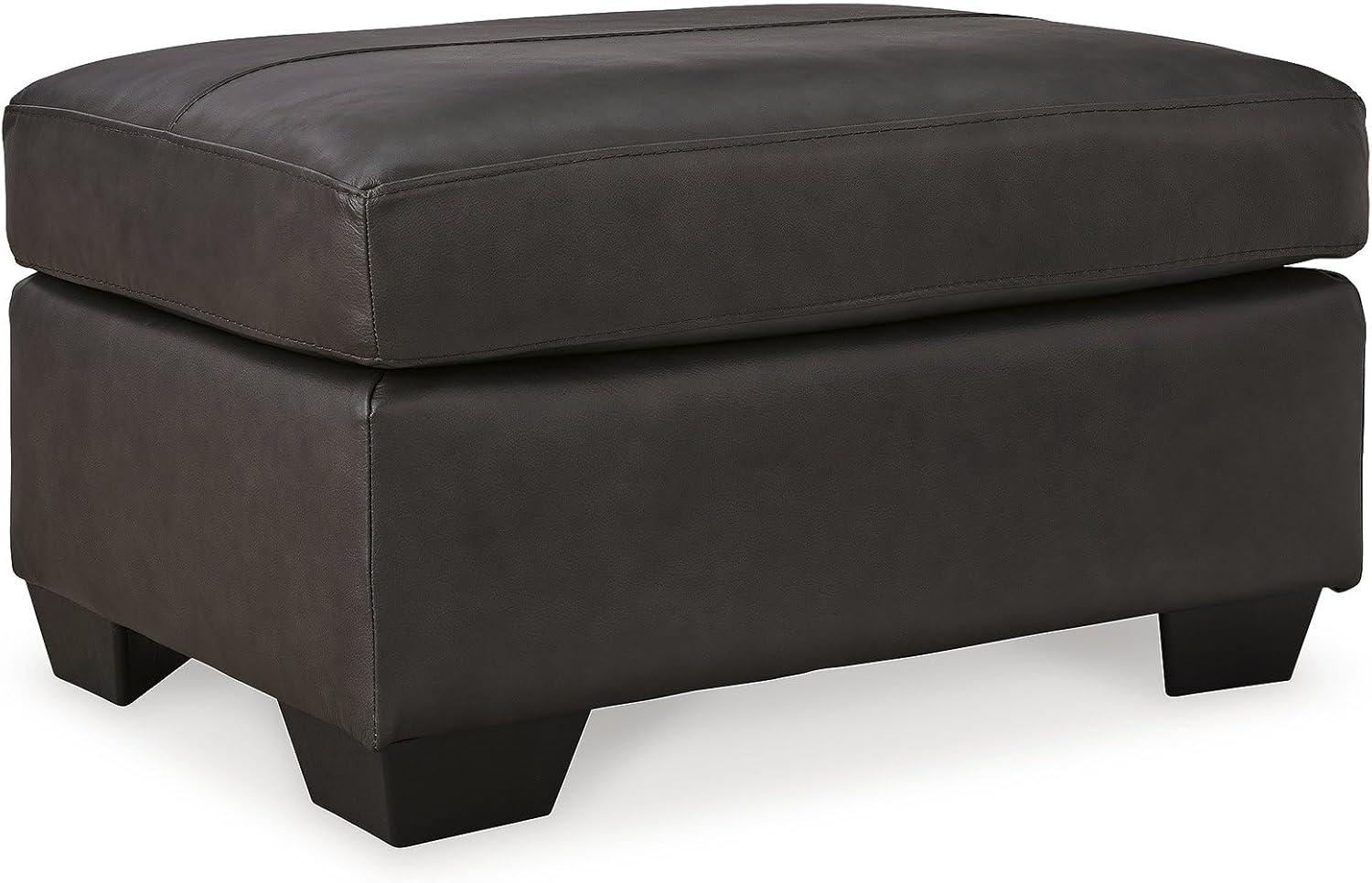 Belziani Brown Leather Match Contemporary Ottoman