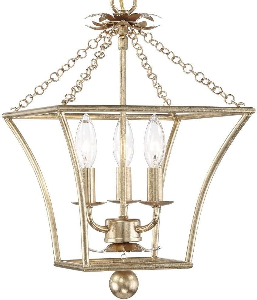 Crystorama Broche 3 Light Antique Gold Lantern - 11'' W x 17'' H