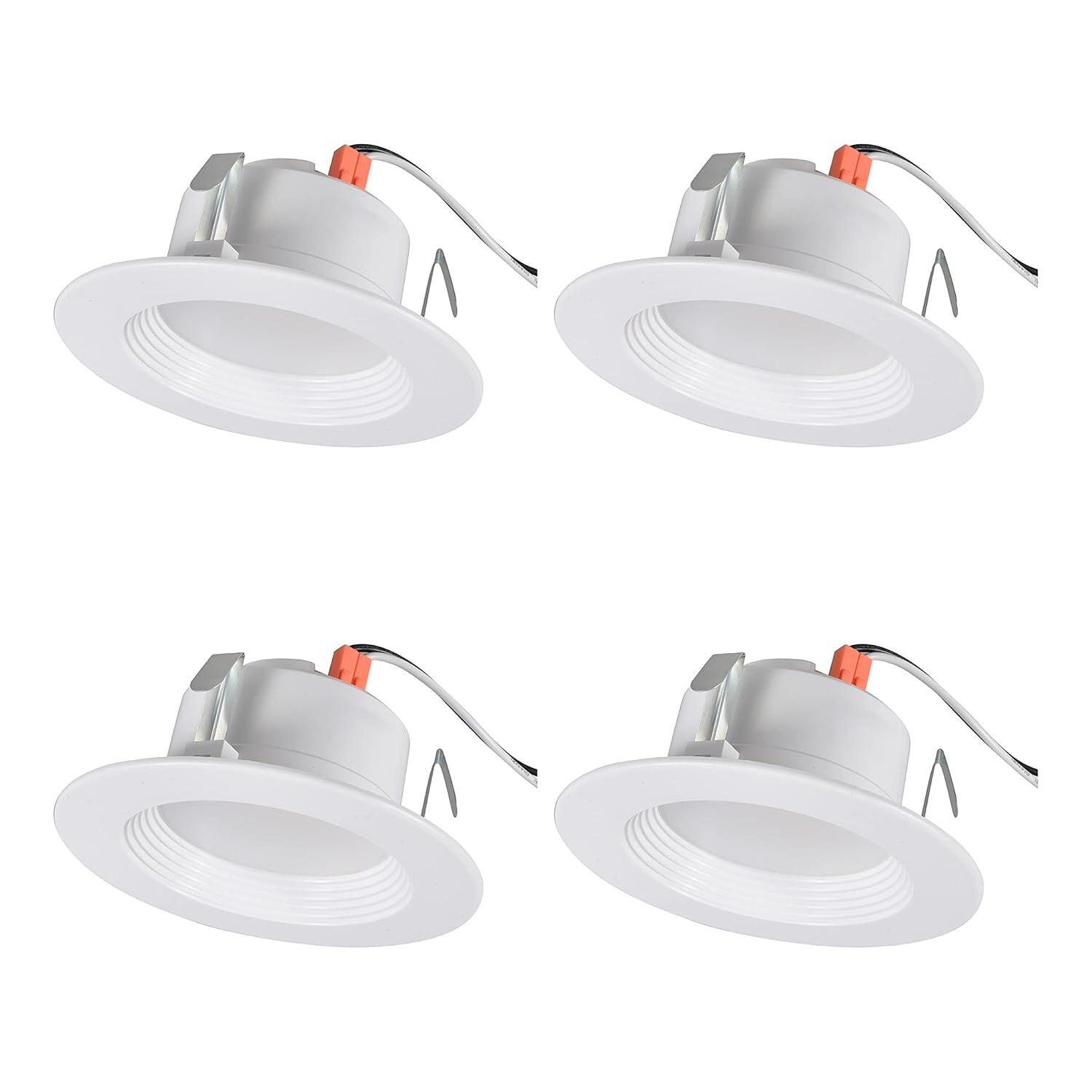 SYLVANIA LED 4" Recessed Lights, 600 Lumen, Dimmable 3000K, 4 Pk