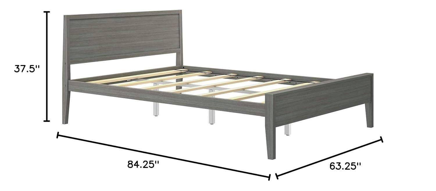 Plank+Beam Solid Wood Queen Bed Frame with Headboard, Modern Platform Bed for Adults