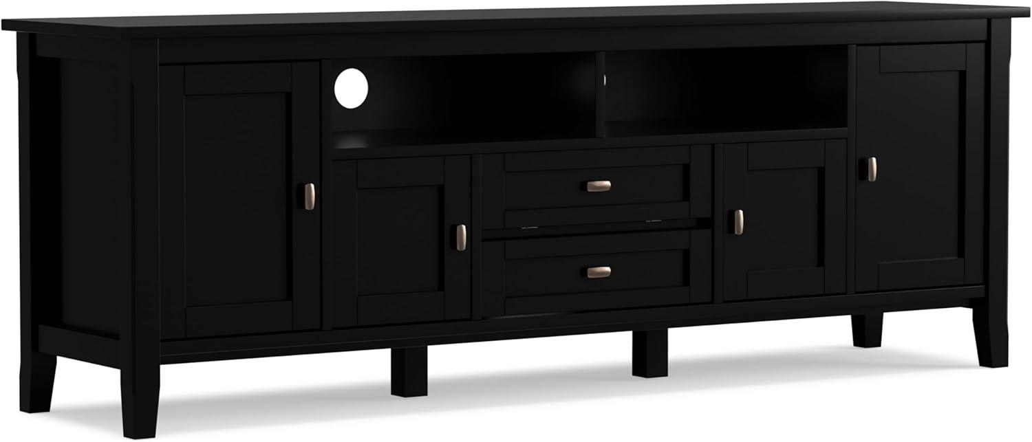 Simpli Home Warm Shaker 72"W Solid Wood TV Stand for TVs up to 80" with 4 Storage Cabinets and 2 Drawers