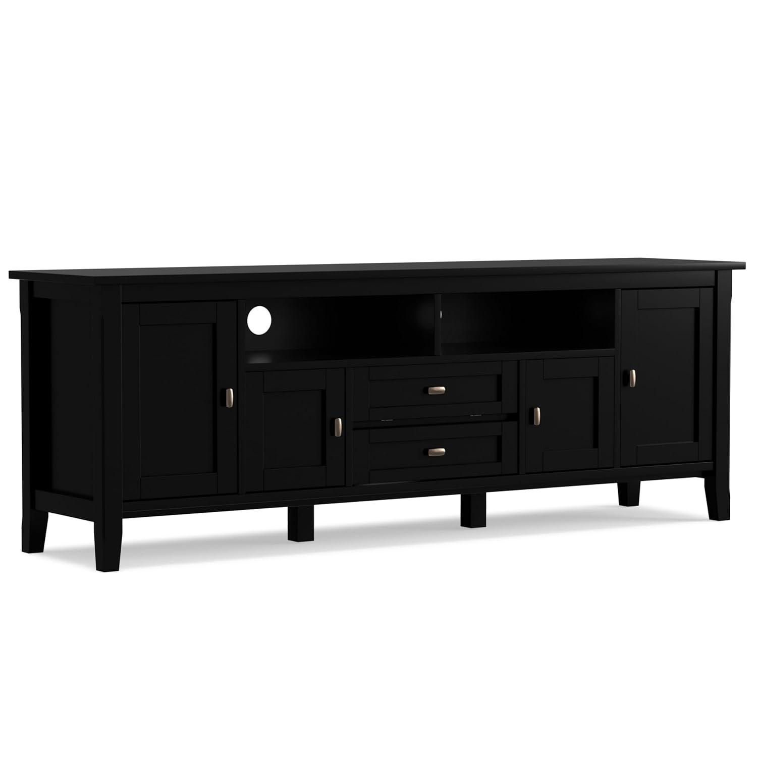 Simpli Home Warm Shaker 72"W Solid Wood TV Stand for TVs up to 80" with 4 Storage Cabinets and 2 Drawers