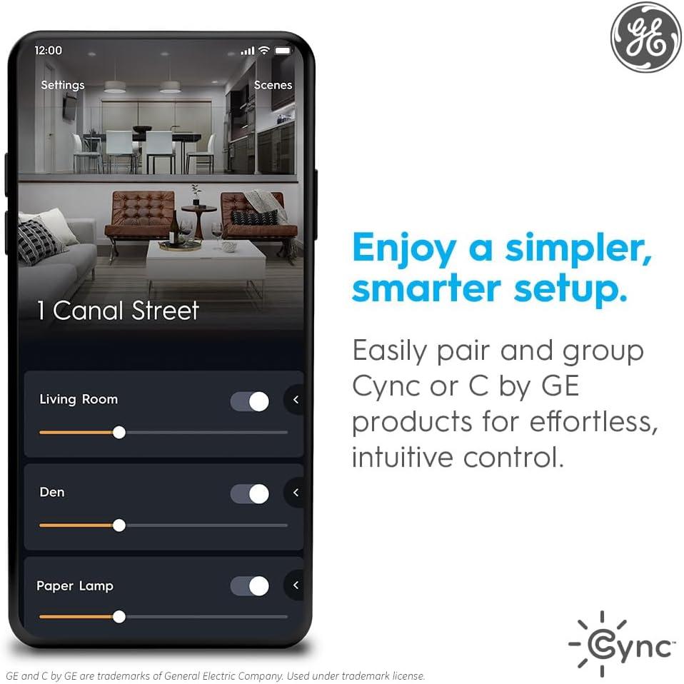 GE Lighting GE Cync Dynamic Effects Smart Neon Shape Light, Color Changing WiFi Lights, 16ft