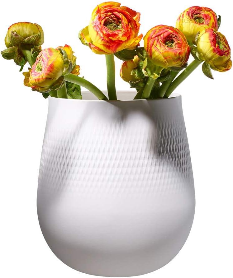 Large Matte White Porcelain Textured Vase for Bouquets
