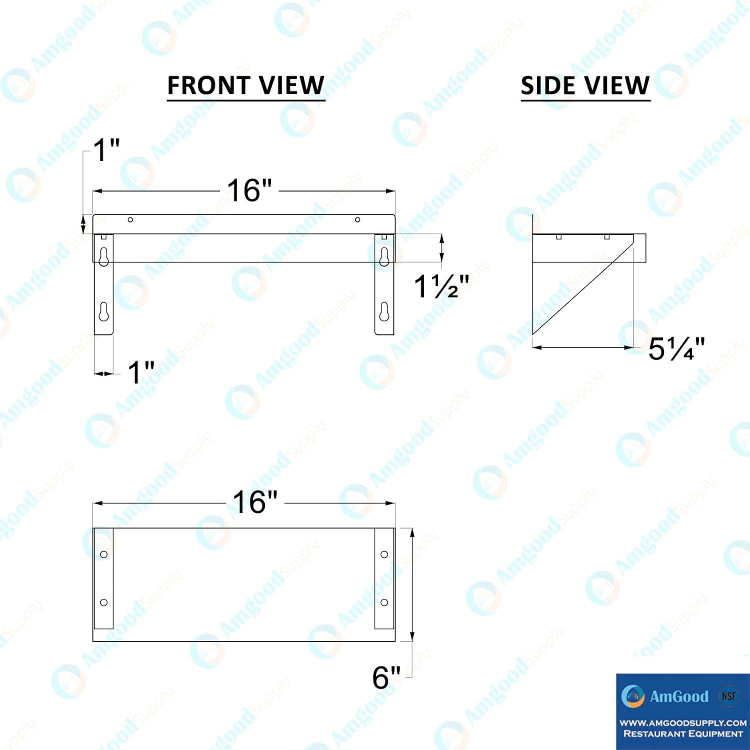 16" Stainless Steel Wall Shelf with Rounded Edge