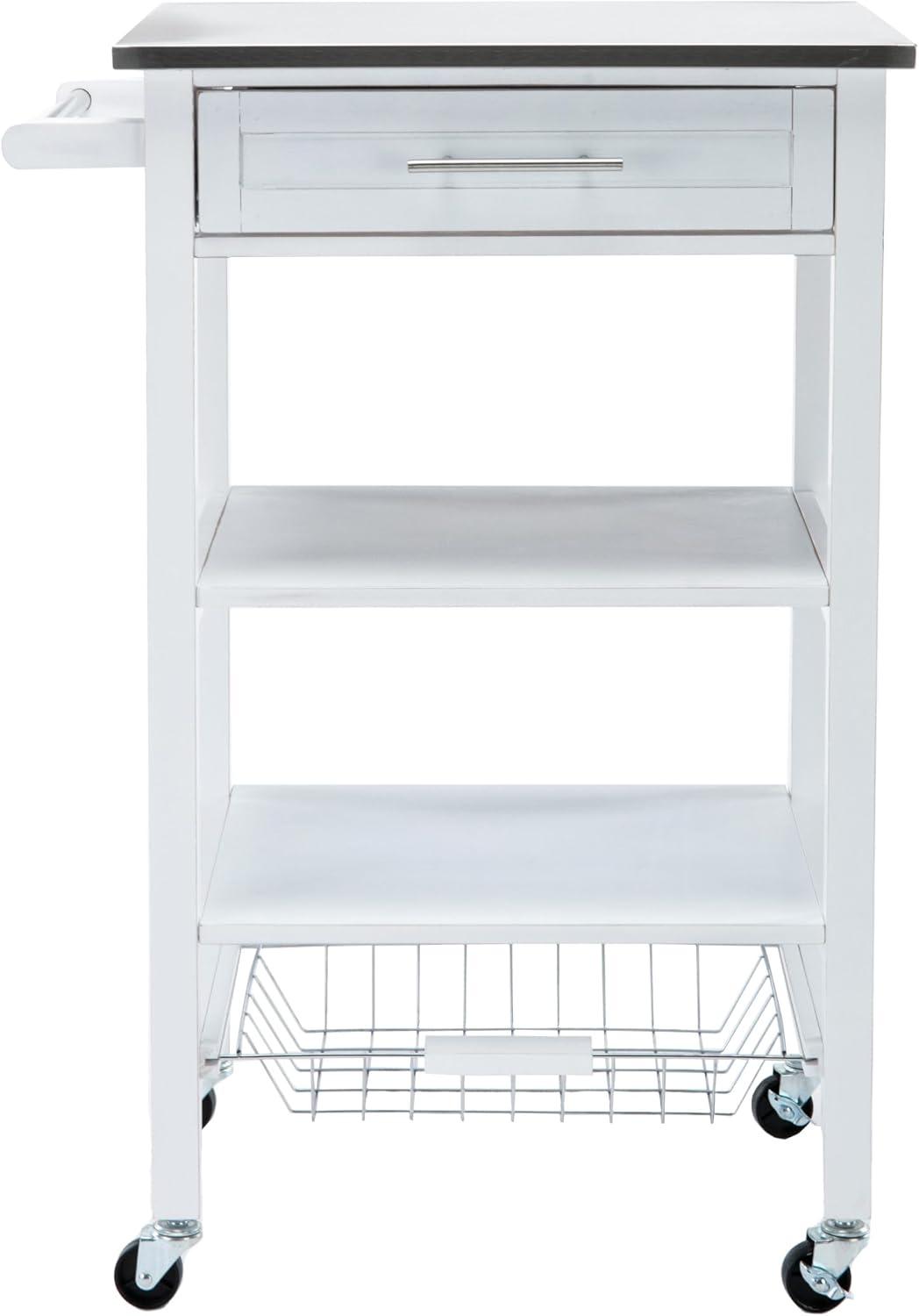 Hennington Kitchen Cart with Stainless Steel Top White - Boraam