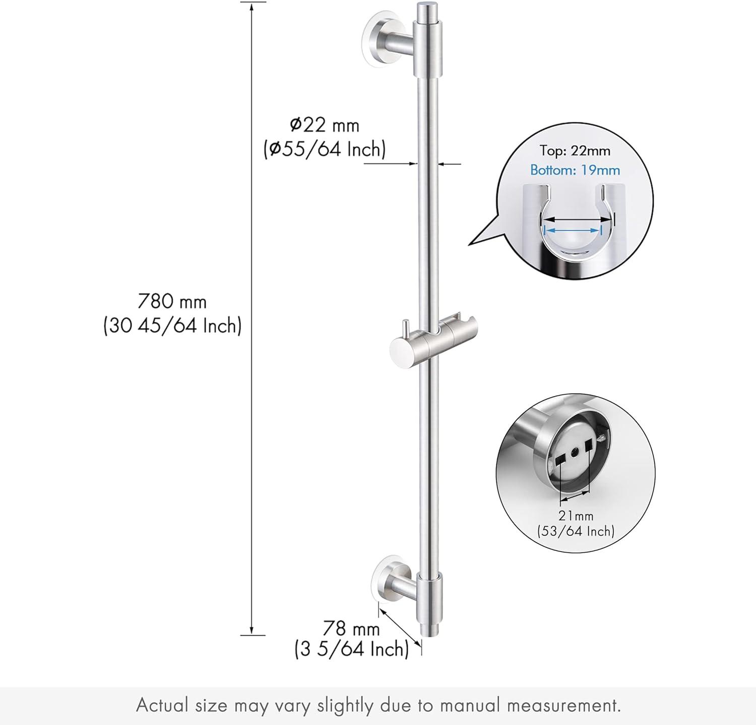 KES Shower Slide Bar 30-Inch Adjustable Shower Head Holder Drill-Free Mounted Brushed Finish