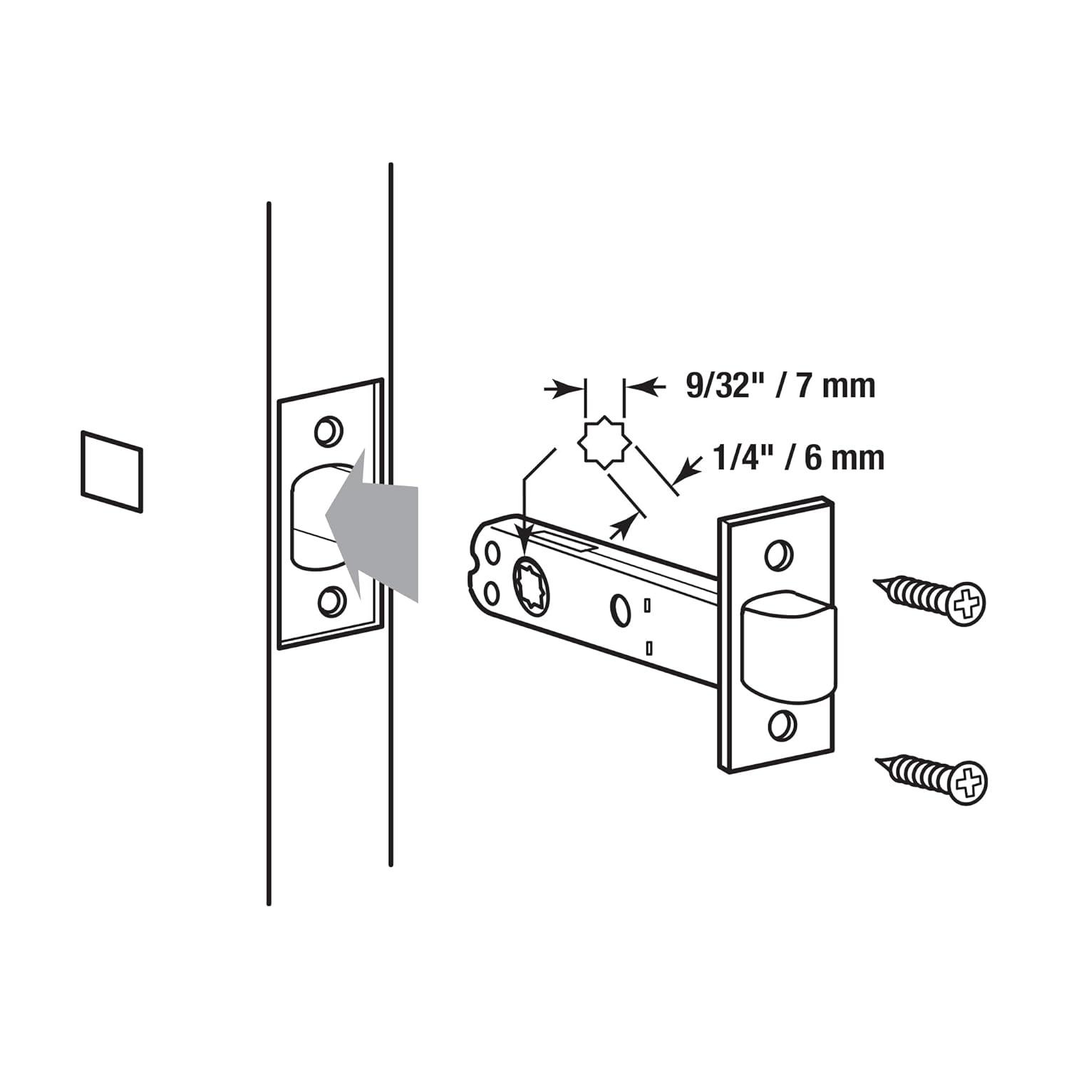 Prime-Line Steel Passage Door Latch, 1 in. x 2-1/4 in. Dimensions with 9/32 in. and 1/4 in. Square Drive, Brass (Single Pack) | Wayfair