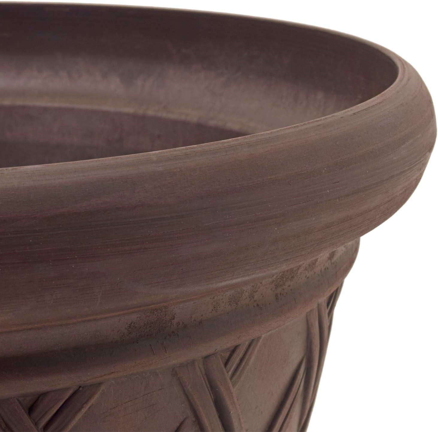 PSW Pot Collection Basket Weave Planter Pot for Indoor and Outdoor Plants and Gardens, 18-inch, Chocolate
