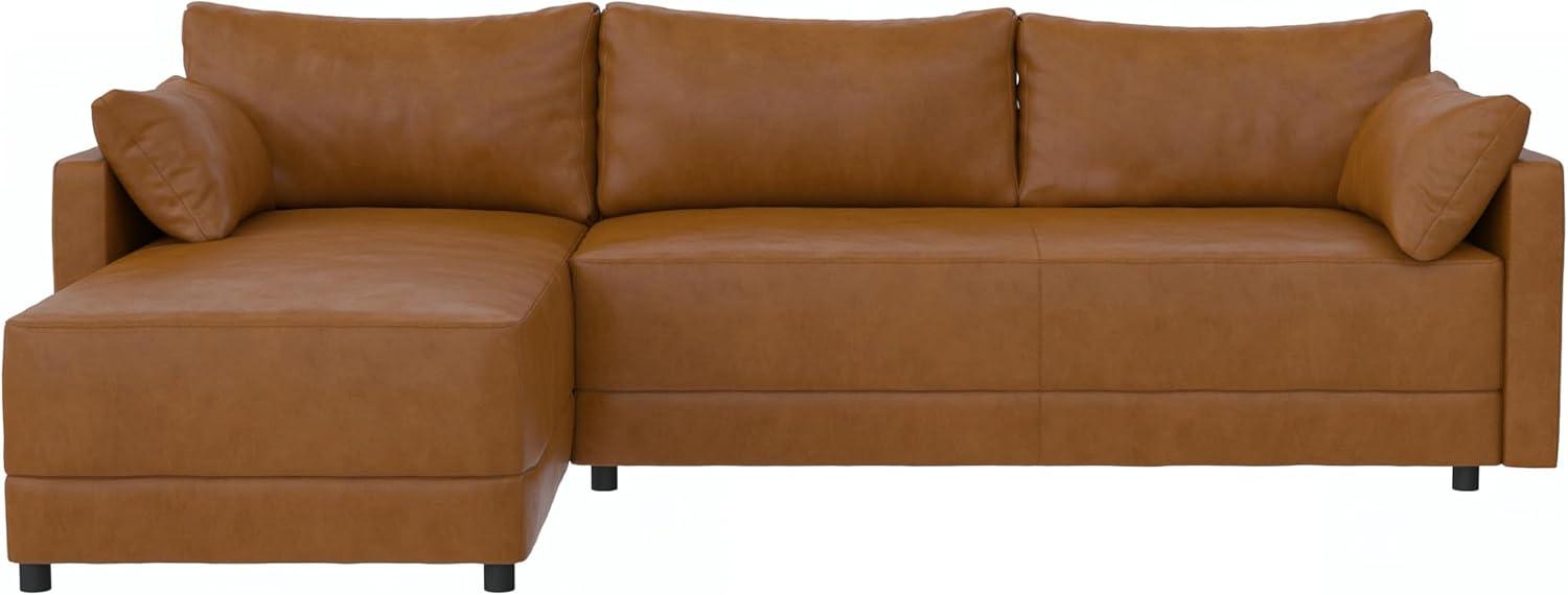 Dorel Living Kindra Sectional Sofa, Camel Faux Leather