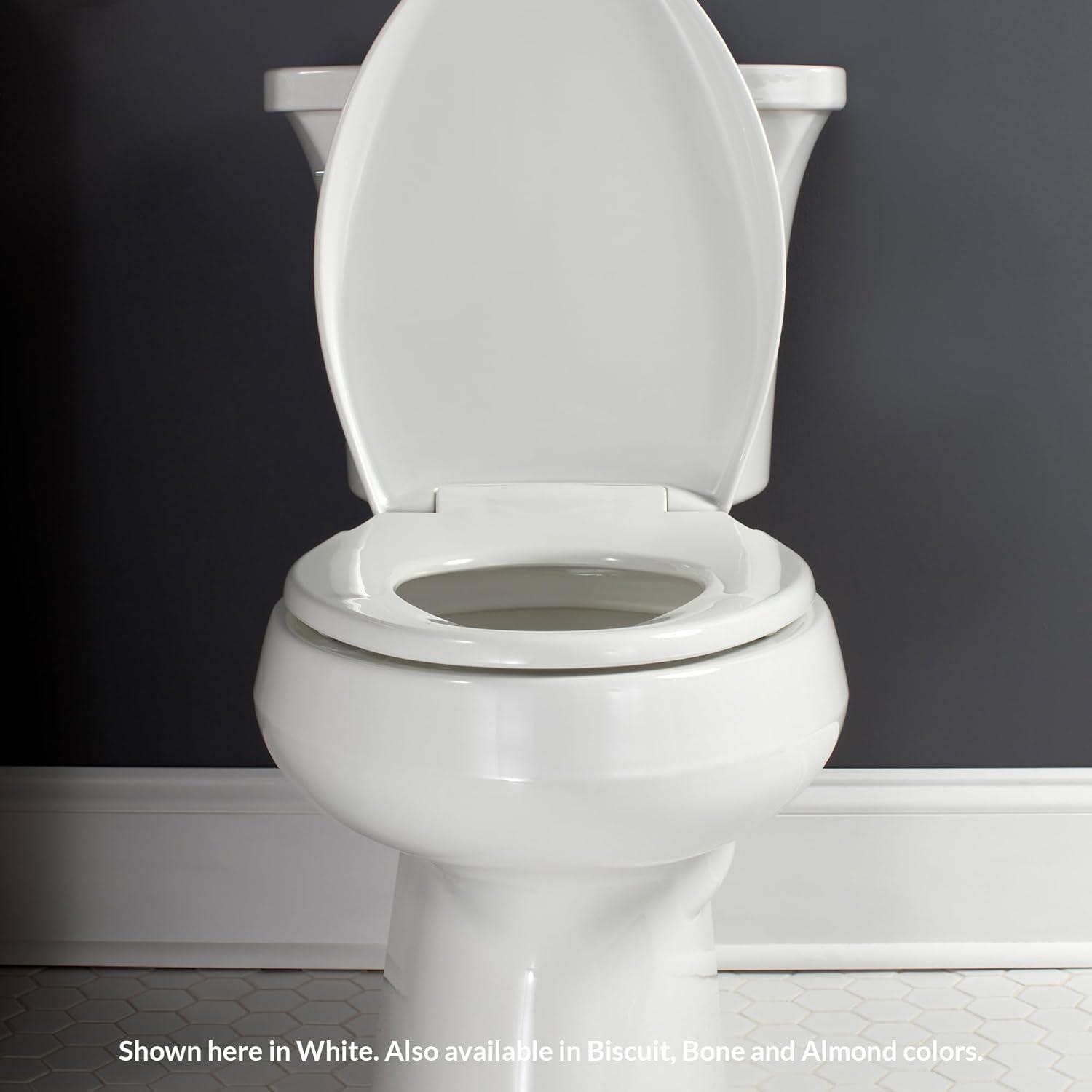 Bemis Aurora Slow Close Toilet Seat, Easy Clean Hinges and Adjustable Perfect Fit Plastic Seat, Made in USA, Elongated, Biscuit