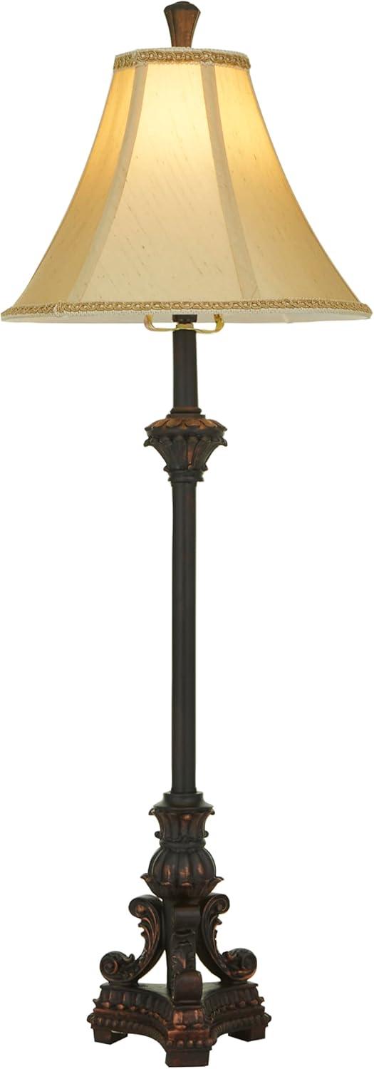 31" Bronze Antique Style Buffet Lamp with Beige Shade