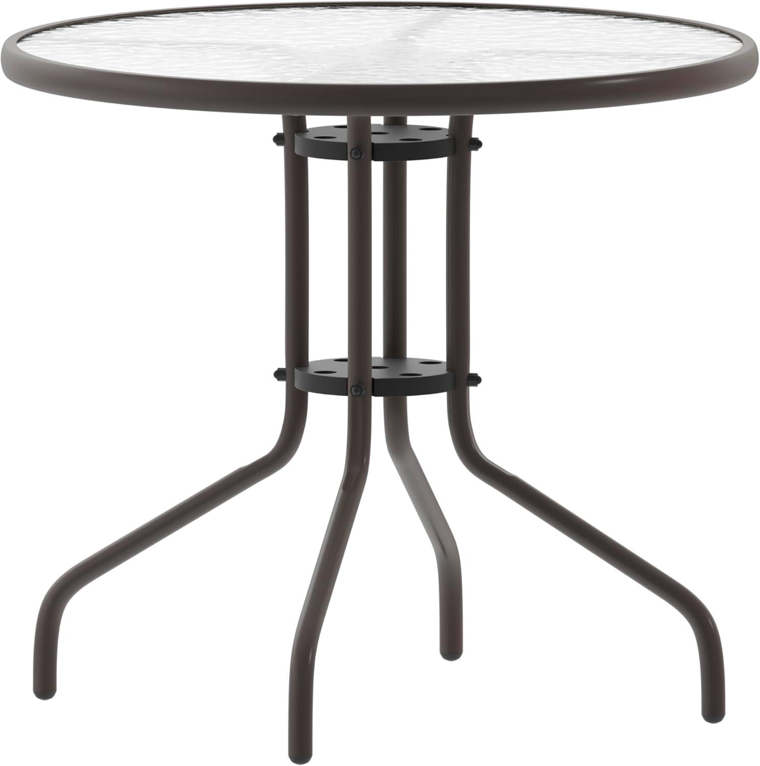 Flash Furniture Bellamy 31.5'' Bronze Round Tempered Glass Metal Table