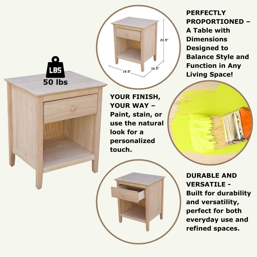 19.5" Nightstand Unfinished - International Concepts