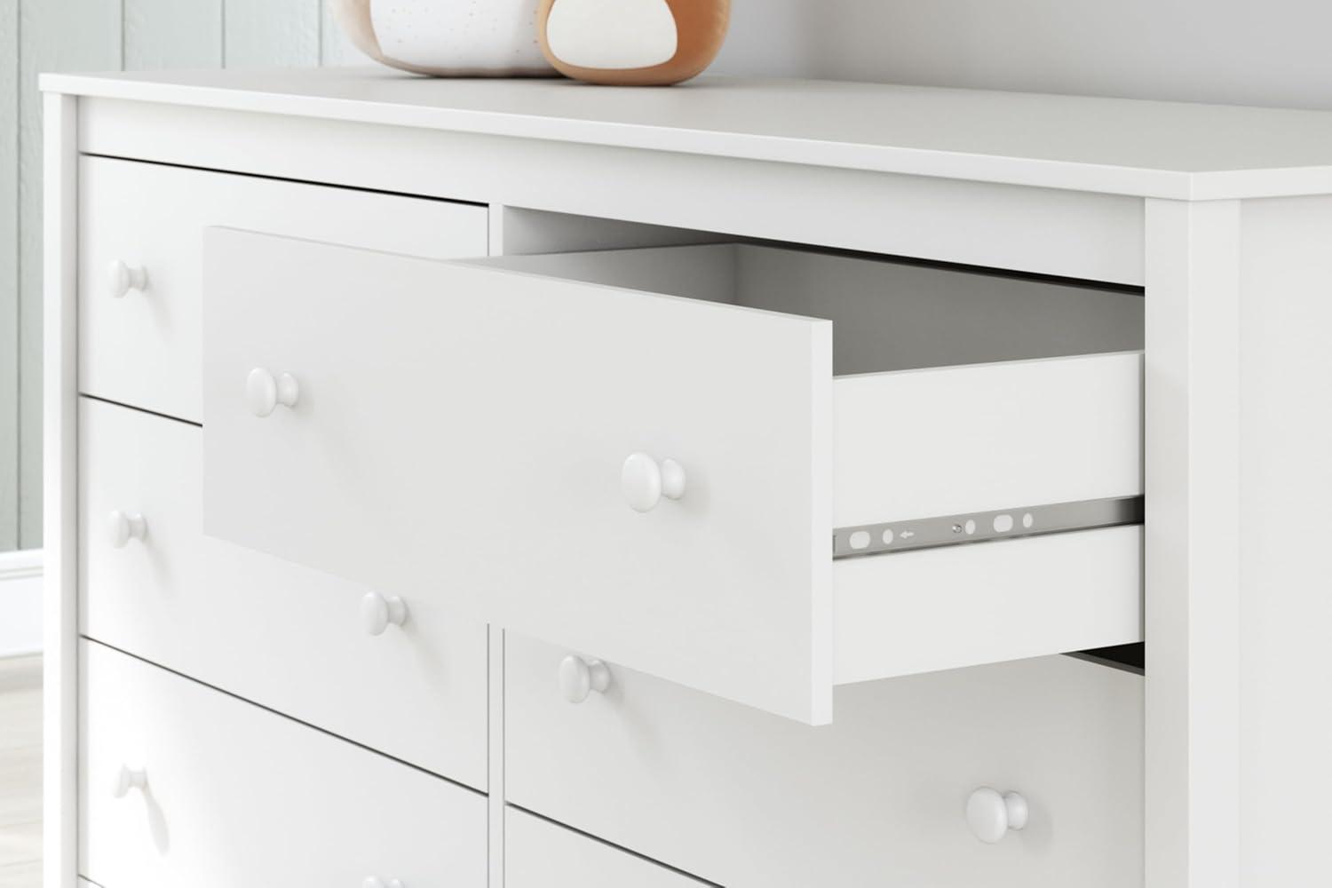 White Transitional 6-Drawer Scalloped Dresser