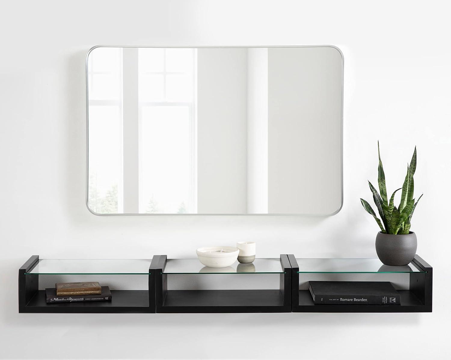 Kate and Laurel Zayda Radius Rectangle Framed Wall Mirror