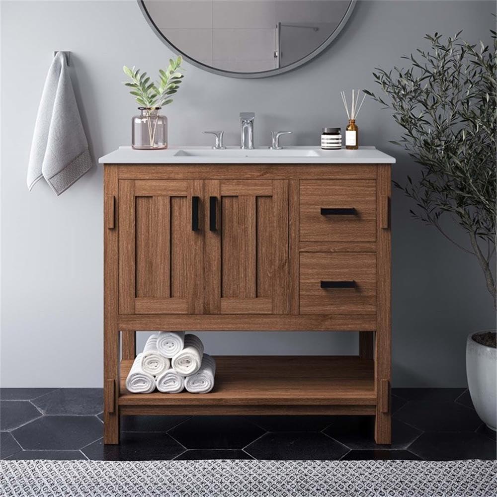 Modway Ashlyn 36'' Free Standing Single Bathroom Vanity with Ceramic Top