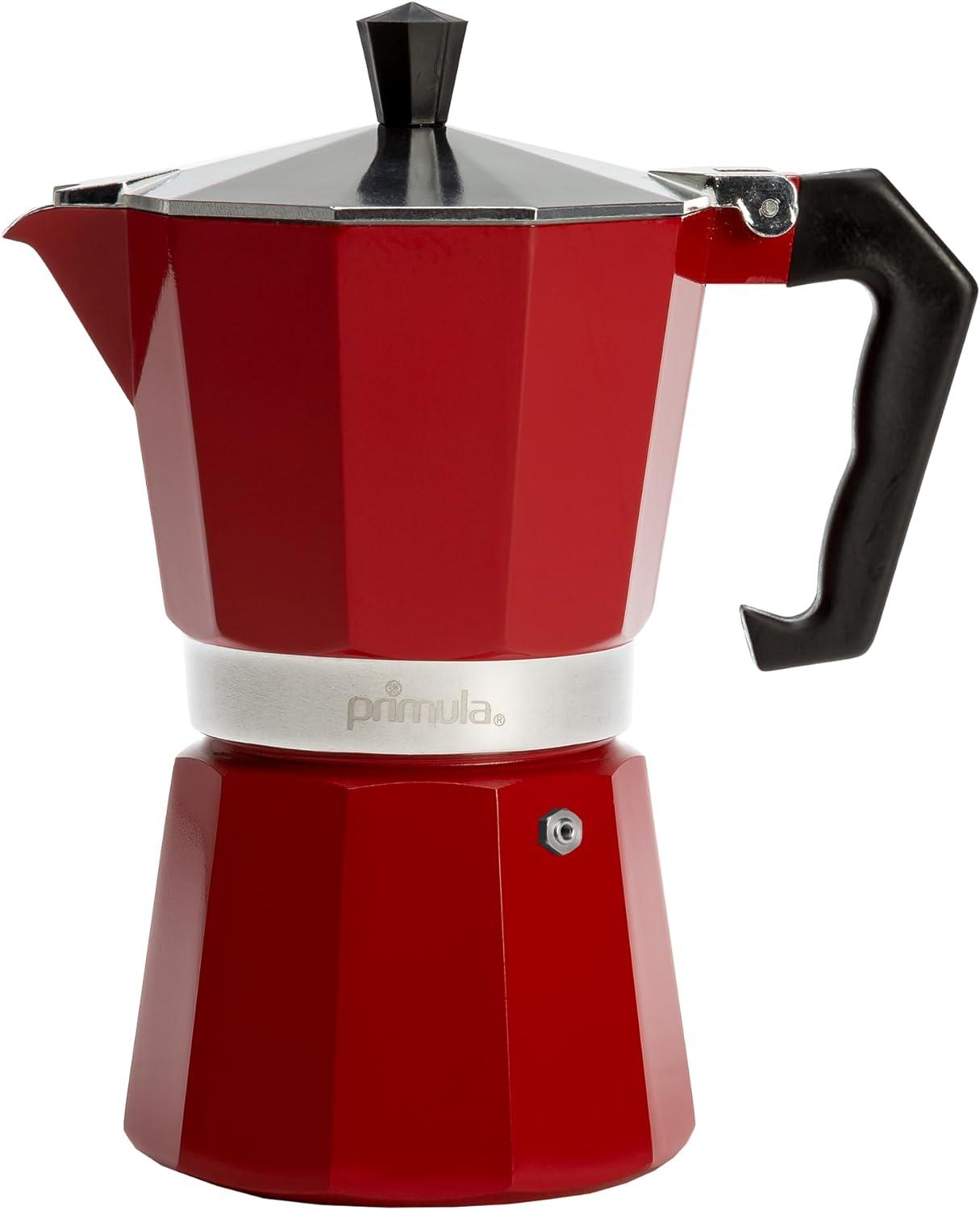 Red Cast Aluminum Classic Stovetop Espresso Maker, 6 Cups