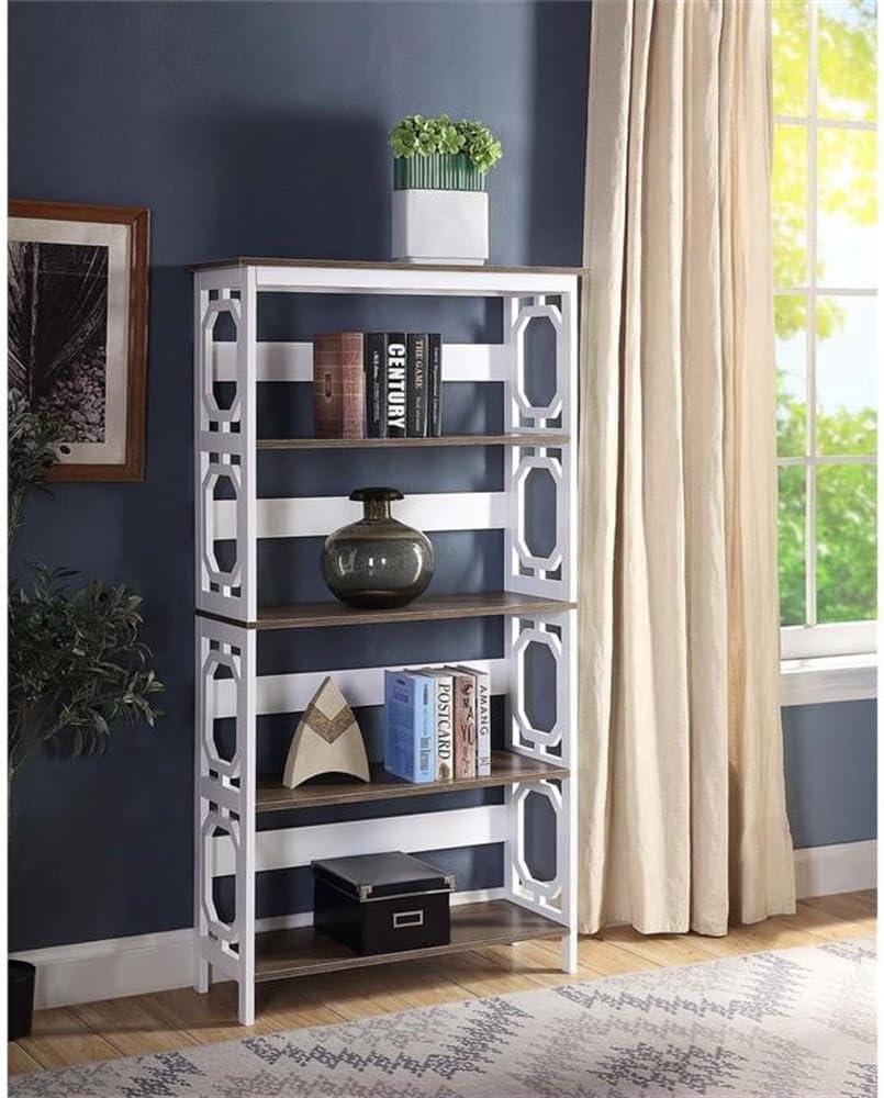 Convenience Concepts Omega 5 Tier Bookcase, Driftwood Shelves/White