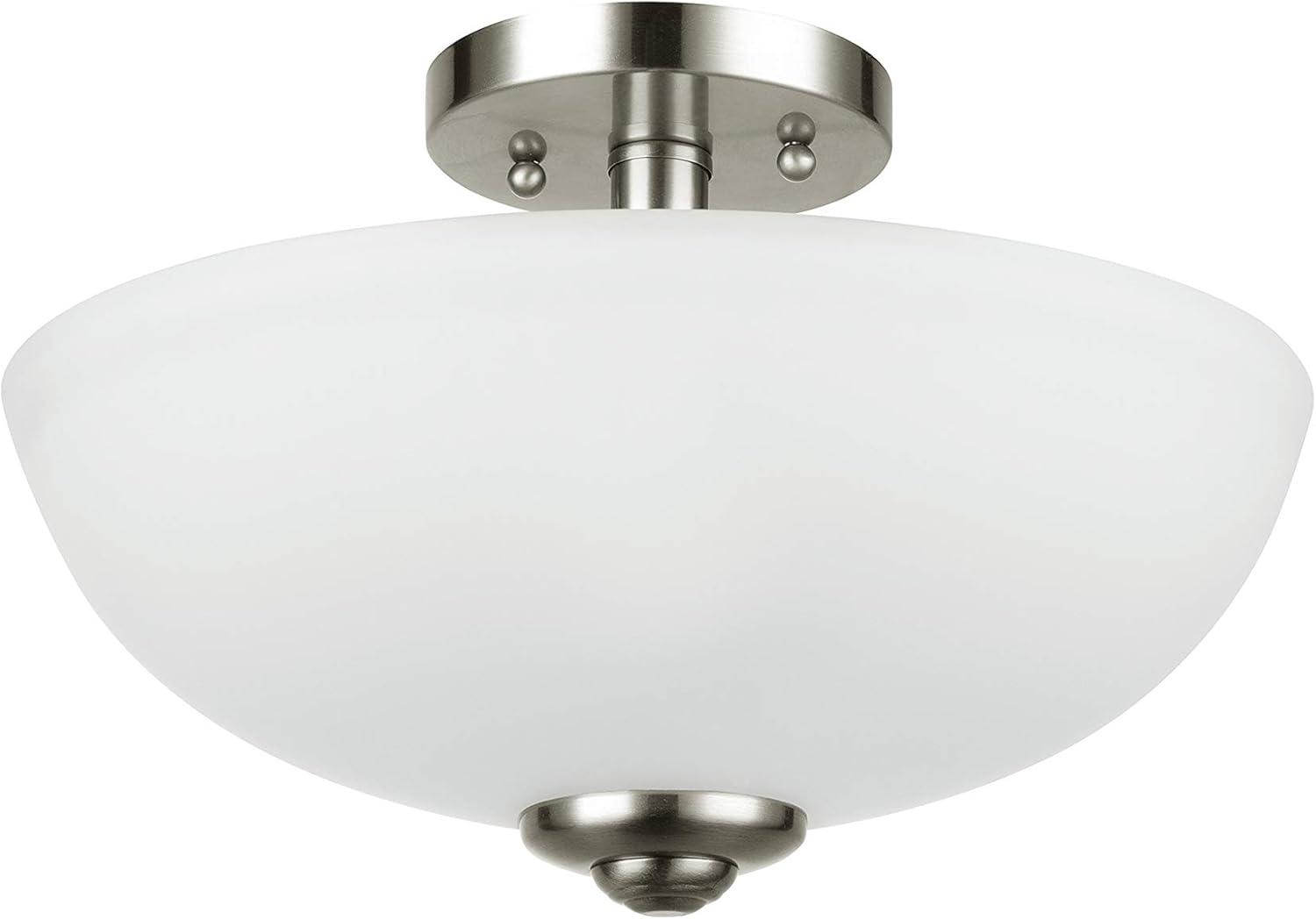 Transitional Vienna 12" Brushed Nickel Ceiling Light with Frosted Glass Shade