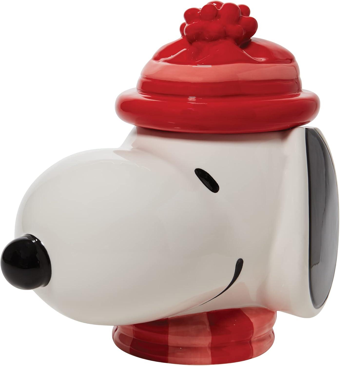 Enesco Peanuts Ceramics Snoopy Face Sculpted Canister Cookie Jar, 10.24 Inch, Multicolor