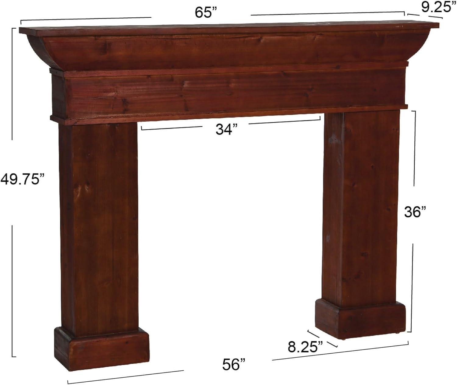 Storied Home Monolith Decorative Fireplace Mantel Brown: Wall Mount, Fir Wood & MDF Frame