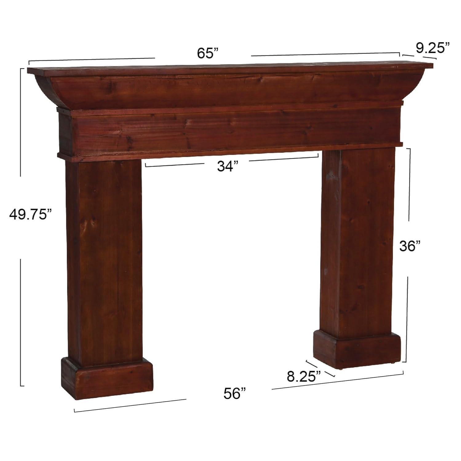 Storied Home Monolith Decorative Fireplace Mantel Brown: Wall Mount, Fir Wood & MDF Frame