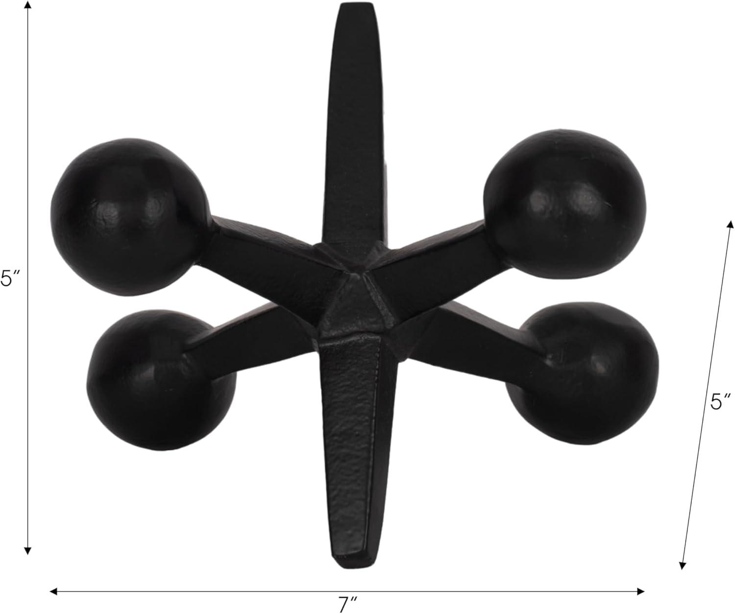 Sagebrook Home Creative Metal Jacks Sculpture for Room, Bedroom or Office Decor, Aluminum, Black 7 L x 5 W x 5 H Inches