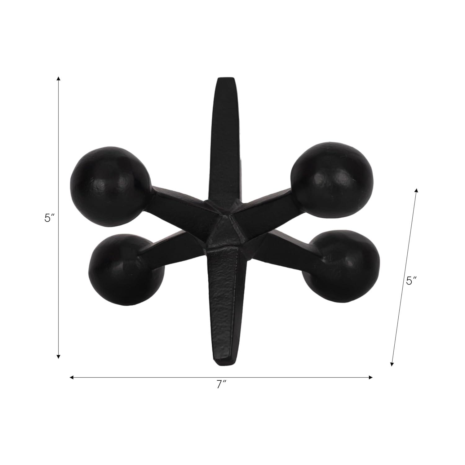 Sagebrook Home Creative Metal Jacks Sculpture for Room, Bedroom or Office Decor, Aluminum, Black 7 L x 5 W x 5 H Inches