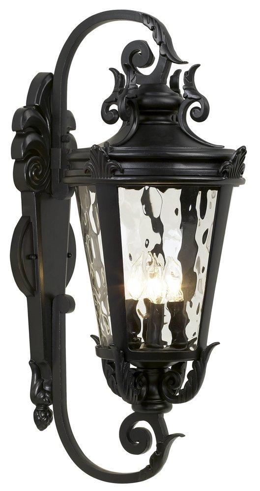 John Timberland Casa Marseille Vintage Rustic Outdoor Wall Light Fixture Black Scroll Arm 27 1/2" Clear Hammered Glass for Post Exterior Barn Deck