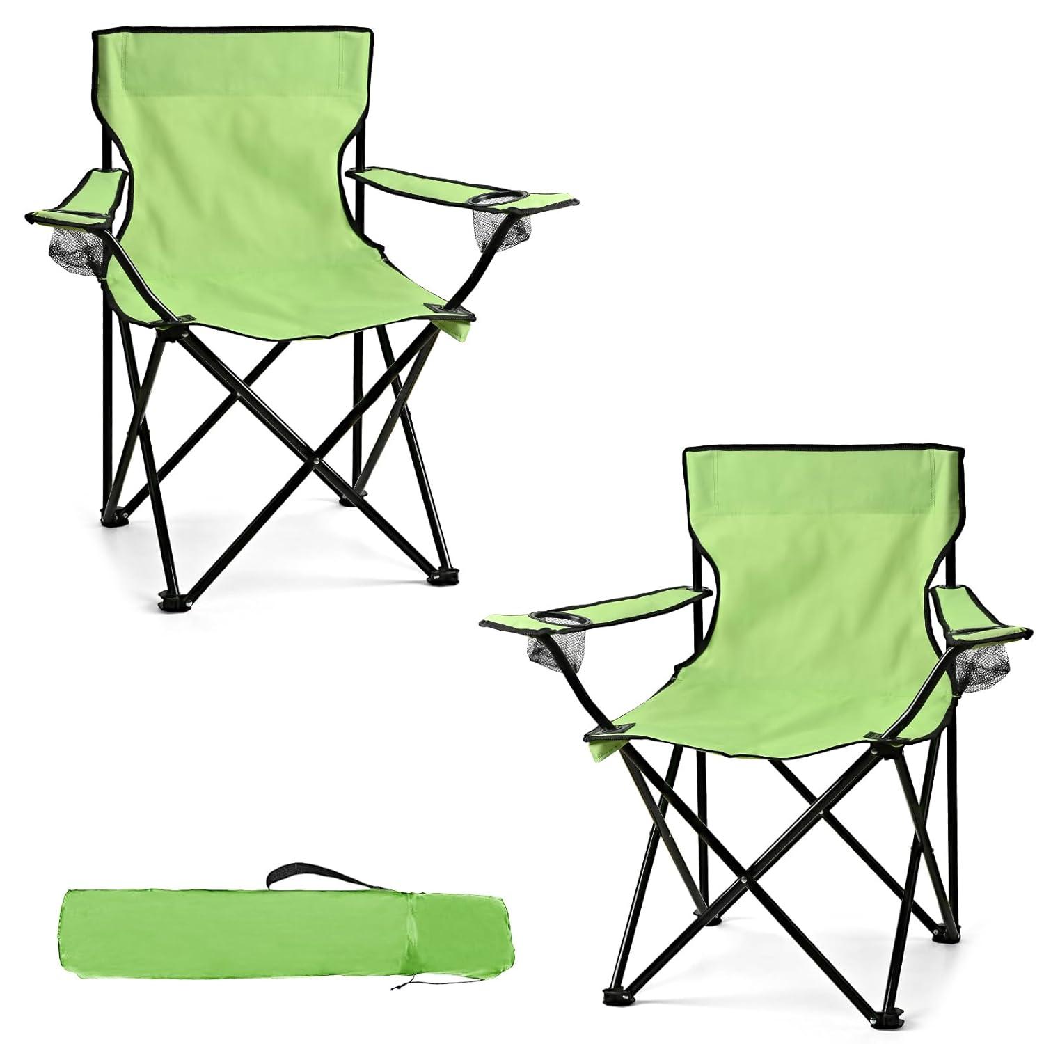 2 Pack Lightweight Camping Chairs for Adults & Teens, 250LBS Capacity Foldable Portable Chairs with Carry Bag, Compact Design for Camping, Beach, Picnics, and Outdoor Events