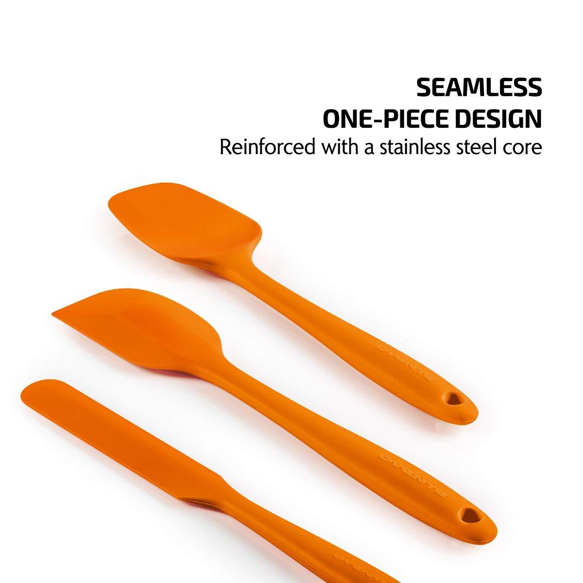 Ovente OVENTE Silicone Spatula Set of 5, Food Grade Rubber Spatula with High Heat Resistant, BPA-Free and Dishwasher Safe, Nonstick Kitchen Utensils for Baking, Cooking and Mixing, Orange SP12305O