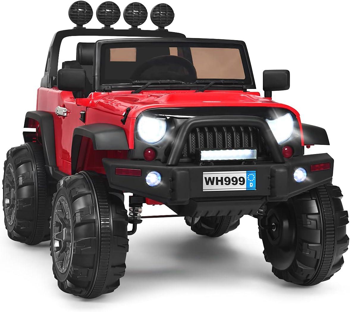 Red 12V Battery Powered Ride On Truck with LED Lights