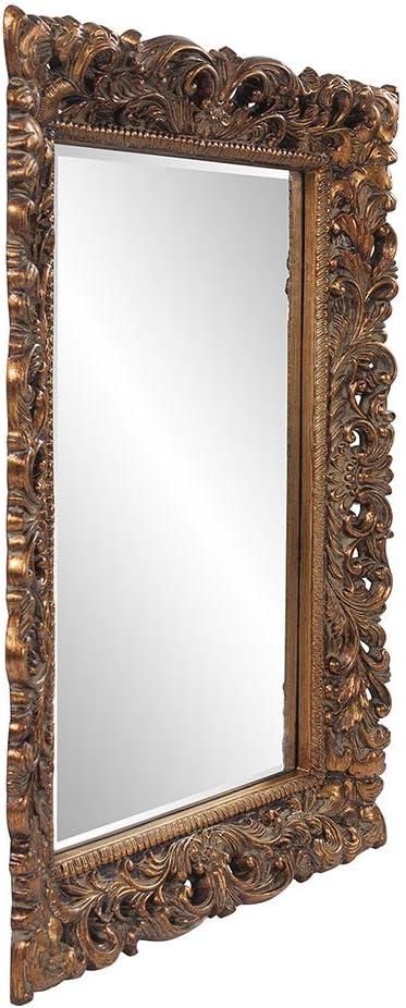 Antique Gold Leaf Rectangular Wood Bathroom Mirror