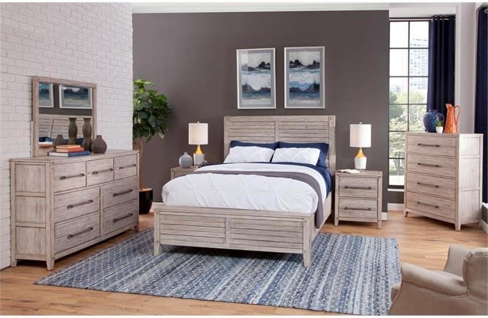 American Woodcrafters Aurora White-washed Wood King Double Panel Bed